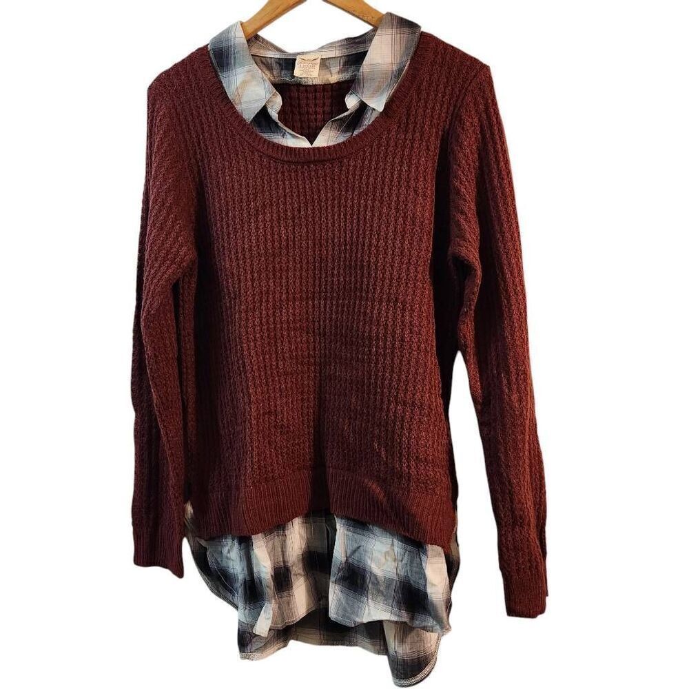 Faded Glory collared sweater faux double shirt‎ size 12-14
